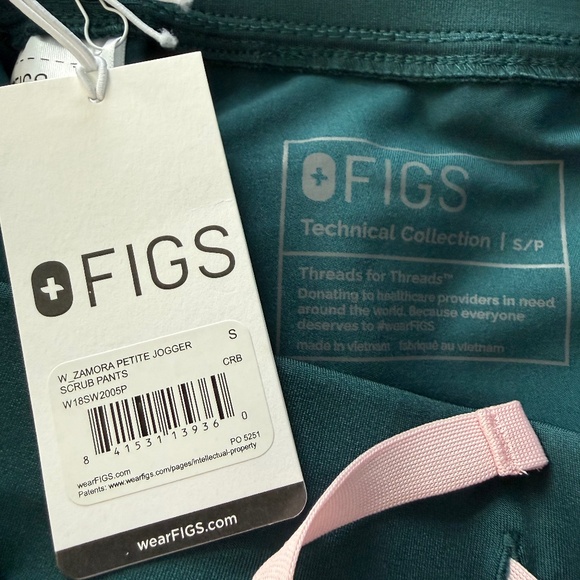 FIGS Women's Teal Caribbean Blue Zamora Petite Small Jogger Scrub Pants Bottoms - Picture 3 of 3
